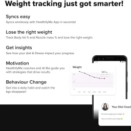 Healthifyme Smart Scale | Track 11+ Key Body Metrics | Data Driven Smart Weight Loss Scale Weighing Scale image 3