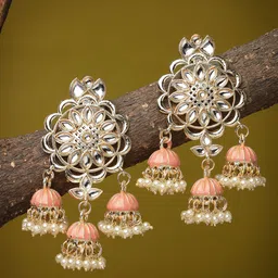 ADIVA Gold-Plated Dome Shaped Jhumkas-image-25
