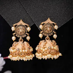 ADIVA Gold-Plated Dome Shaped Jhumkas-image-72