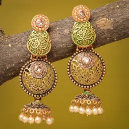 ADIVA Gold-Plated Dome Shaped Jhumkas-26