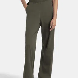 jockey A158 Super Combed Cotton Rich Women Solid Olive Track Pants-picture-48