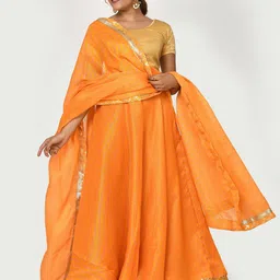 Kesarya Yellow & Gold-Toned Embellished Ready to Wear Lehenga & Unstitched Blouse With Dupatta-picture-14