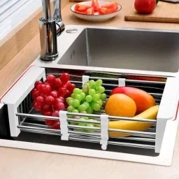 Fruits/Vegetables Kitchen Rack Adjustable Vegetable Basket for Kitchen Sinks Steel-image-62