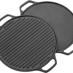 Pre-Seasoned Cast Iron 2 in 1 Grill and Griddle Pan Tawa 25 cm diameter-17