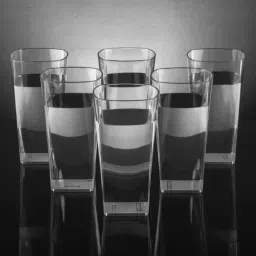 (Pack of 6) SQUARE Shape Plastic UNBREAKABLE Water Glasses Set of 6 Glass Set Water/Juice Glass-13