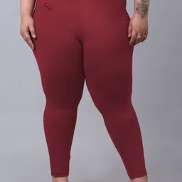 trend level Women Regular Fit Maroon Cotton Blend Trousers-picture-29
