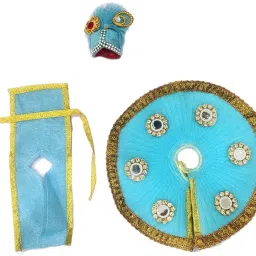 Kanha ji Beautiful Sky Blue Dress with matching pagadi for 4 No Laddu gopal idol Dress-image-69