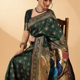 Woven Paithani Silk Blend Saree-image-68