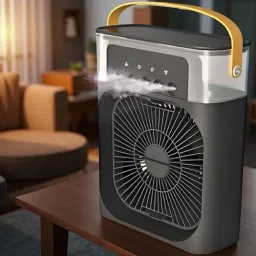 KGN Art Portable Air Humidifier & Cooling Fan with Handle | Dual Mist and Fan Function Mini ac cooler---------Multicolor----------28 USB Air Cooler-image-55