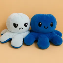 Octopus Flip Moody Small Happy Sad Angry Inside Out Plush Toy Soft Toy Pack of 1 - 20 cm-image-6