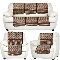 Brown Dual tone Cutwork sofa Cover Laser Cutting Sofa Fabric-12