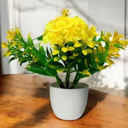 Paper Rose Artificial Flower Pot for Indoor Home Decoration Yellow Marigold Artificial Flowerwith Pot-image-87