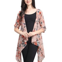 Fashfun Women Printed Longline Open Front Shrug-17