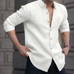 Men Regular Fit Solid Curved Collar Casual Shirt-image-63