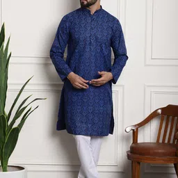 SOJANYA Ethnic Motifs Printed Mandarin Collar Kurta With Churidar-image-59