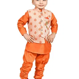 BAESD Boys Regular Pure Cotton Mandarin Collar Kurta with Churidar-image-20