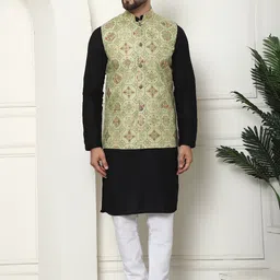 SOJANYA Checked Pure Cotton Kurta With Churidar & Nehru Jacket-picture-46