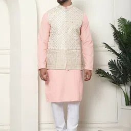 SOJANYA Regular Pure Cotton Straight Kurta with Churidar & Jacket Set-picture-41