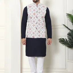 SOJANYA Checked Regular Pure Cotton Kurta with Churidar & Nehru Jacket-picture-24