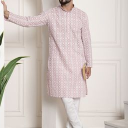 SOJANYA Ethnic Motifs Embroidered Pure Cotton Kurta With Churidar-34