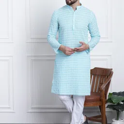 SOJANYA Embroidered Regular Pure Cotton Kurta With Churidar-image-13