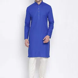 ROYAL KURTA Mandarin Collar Pure Cotton Kurta with Churidar-image-32