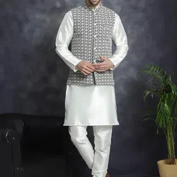 Jompers Regular Chikankari Embroidred  Kurta with Churidar & Jacket-image-62