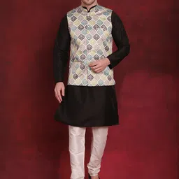 Jompers  Floral Printed Mandarin Collar Knee Length Long Sleeves Kurta with Churidar-image-34