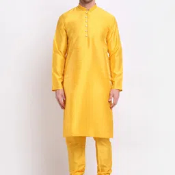 KRAFT INDIA Men Yellow Regular Kurta with Churidar-image-77