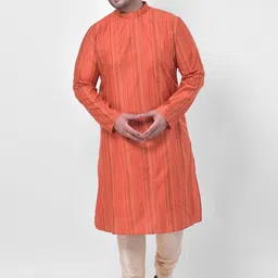 DEYANN PLUS Men Orange Plus Size Kurta with Churidar-image-40