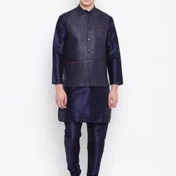 MAG Regular Dupion Silk Kurta & Churidar With Waistcoat image 1