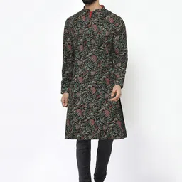 KISAH Men Multicoloured Floral Printed Cotton Blend Kurta with Churidar-16