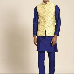 SOJANYA Men Navy Blue Kurta with Churidar-image-44