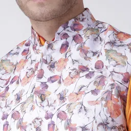 hangup plus Men Kurta with Churidar And Printed Nehru jacket Set image 2