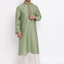 ZOIS Men Striped Regular Thread Work Kurta with Churidar image 4