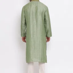 ZOIS Men Striped Regular Thread Work Kurta with Churidar image 5
