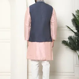 SOJANYA Striped Thread Work Regular Kurta with Churidar & Nehru Jacket image 5