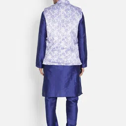 Armaan Ethnic Mandarin Collar Dupion Silk Kurta with Churidar And Printed Nehru Jacket image 5