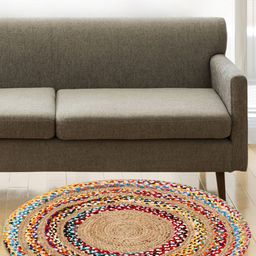 Home Centre Red & Brown Woven Jute Dhurrie-48