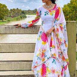 Floral Print Georgette Stitched Anarkali Gown-image-42