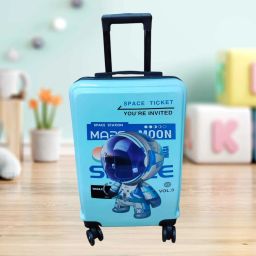 Small Cabin Suitcase (55 cm) 4 Wheels - Astronaut Print Kids Travel Trolley Bag Lightweight Luggage 4 Wheels Bag - Blue-image-43