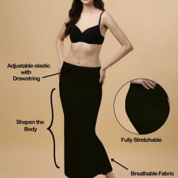 LEGANCY FASHION SAREE SHAPWEAR FISH CUT BLACK XL 1.1 Lycra Blend Petticoat-image-1