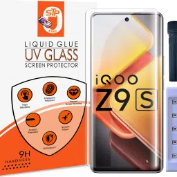 Maxboost Tempered Glass Guard for IQOOZ9s Pro 5G, IQOO Z9s 5G UV Advanced Curved Screen Protector Guard with Easy Installation Kit-18