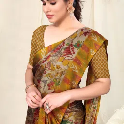 Printed, Floral Print Daily Wear Chiffon, Georgette Saree-image-6