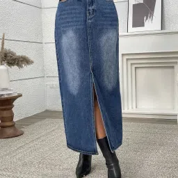 Women Solid Regular Blue Skirt-picture-28