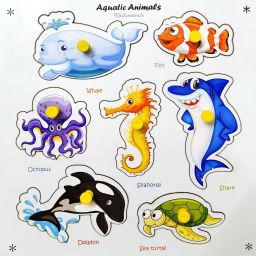 Wooden Sea/ Aqua Animals Puzzle Games and Learning Educational Board for Kids-22