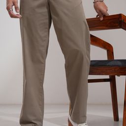 highlander Men Straight Fit Beige Pure Cotton Trousers-picture-40