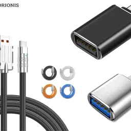 Orionis Charging & OTG Combo USB A to Type C Cable USB-A to Type C/Lightning Adapter Combo Set-25