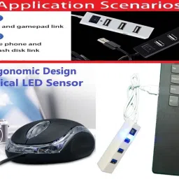ANJO USB Keyboard-LED Mouse-2.0 USB Hub-Ext Cable 1.5m-LED Combo Set image 4