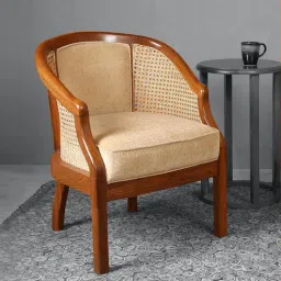 mudramark from pepperfry Dura Solid Wood & Cane Arm Chair in Walnut Colour-picture-36